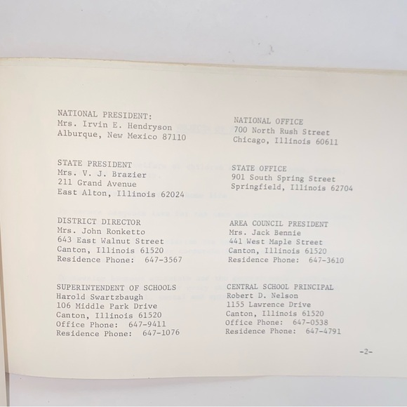 Vintage 1960s Canton Illinois Central School District #20 PTA Directory - Picture 5 of 11